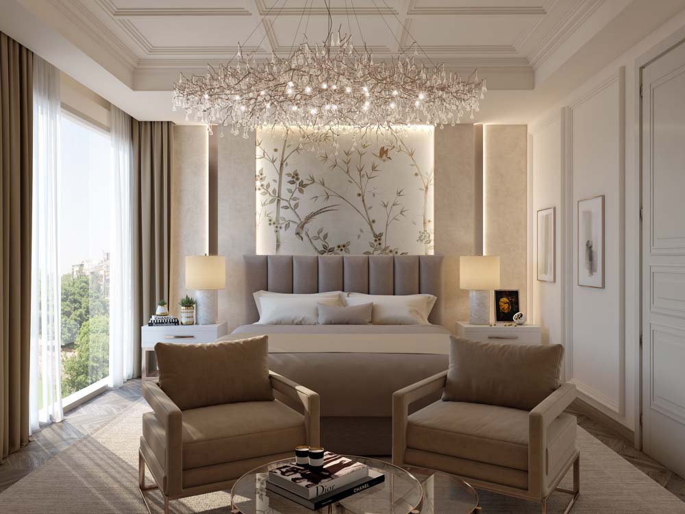 Crystal Chandelier with Backlit Ceiling
